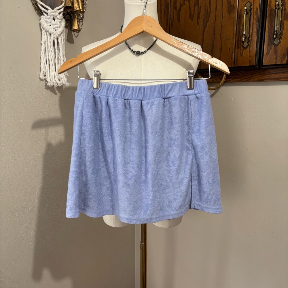 Blue Terry Fabric Mini Skort Skirt Size Large Juniors